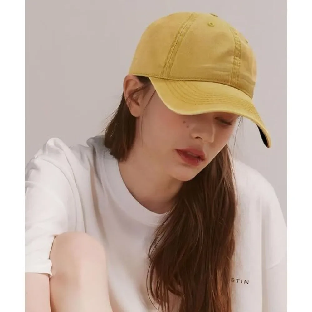 Unisex Yellow Washed 100% Cotton Adjustable Size Strap Classic Baseball Caps